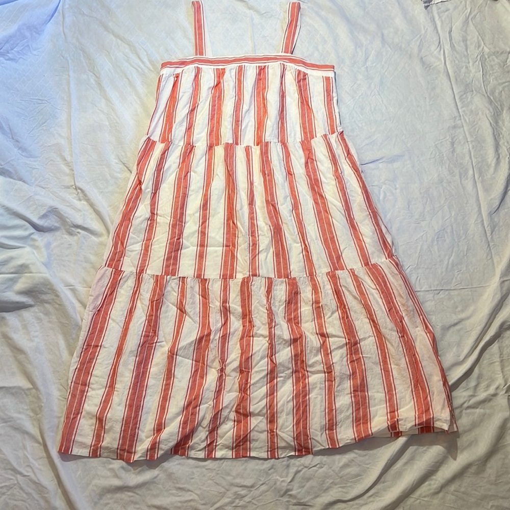 Loft NWT red and white striped maxi dress
